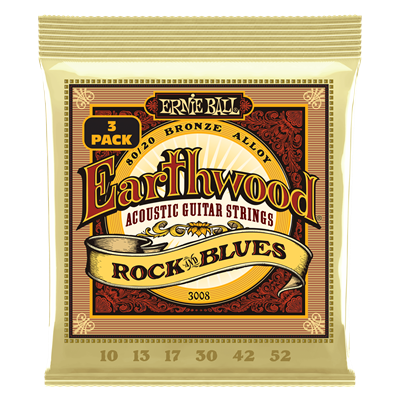 Ernie Ball Earthwood 80/20 Bronze RnB Plain G 10-52 (3 Set Pack)