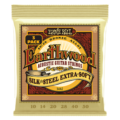 Ernie Ball Earthwood 80/20 Bronze Silk and Steel Ex Soft 10-50 (3 Set Pack)