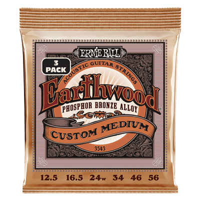 Ernie Ball Earthwood Phosphor Bronze Custom/Medium 12.5-56 (3 Set Pack)