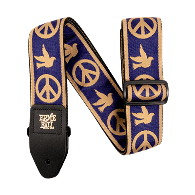Ernie Ball Strap Jacquard Navy Blue & Beige Peace Love Dove