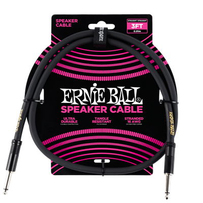 Ernie Ball 3Ft Straight-Straight Speaker Cable Black
