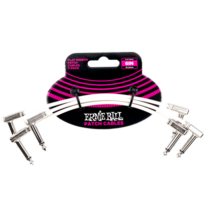 Ernie Ball 6â€ Flat Ribbon Patch Cable 3-Pack - White
