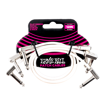 Ernie Ball 12â€ Flat Ribbon Patch Cable 3-Pack- White